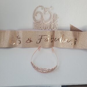 Rose Gold 65 & Fabulous Sash and Tiara Set